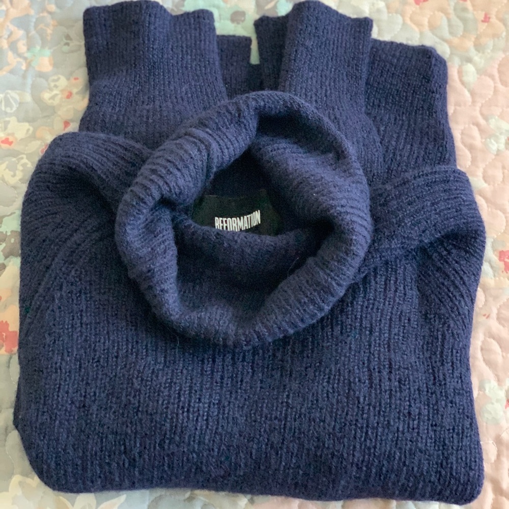 Reformation navy blue sweater a